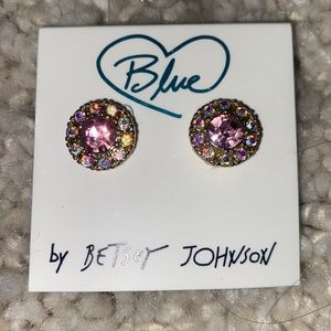 NWT! beautiful “Blue” by Betsey Johnson rhinestone earrings!!
